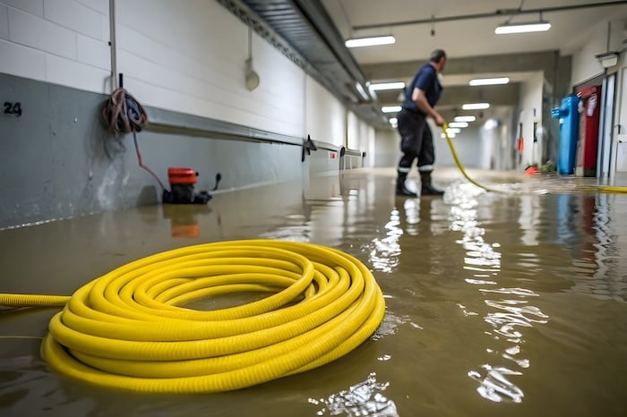 Restoration professional cleaning up water