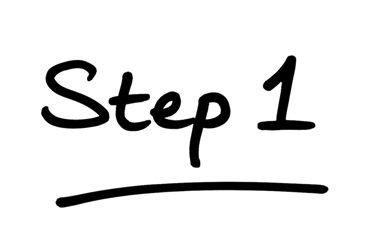 Step 1 written in black ink
