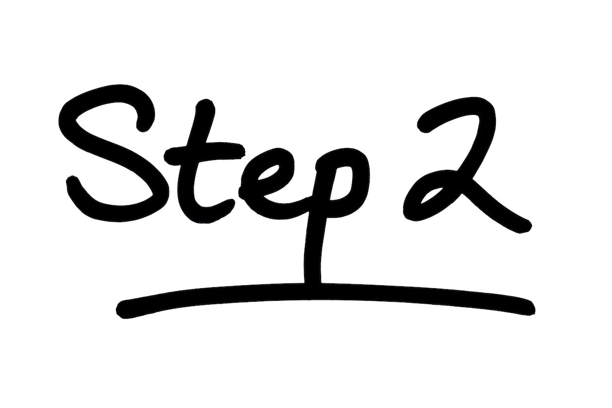 Step 2 written in black ink